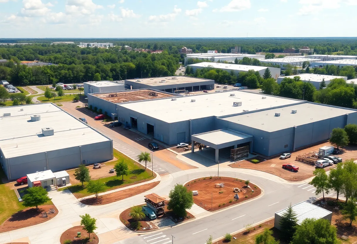 Aiken County industrial park with construction activity.