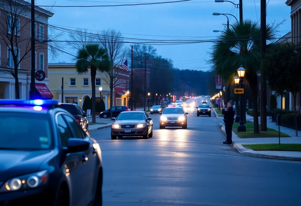 Police cars at the scene of an investigation in Aiken County.