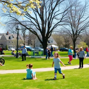 Families enjoying a sunny day in Aiken County park during spring events