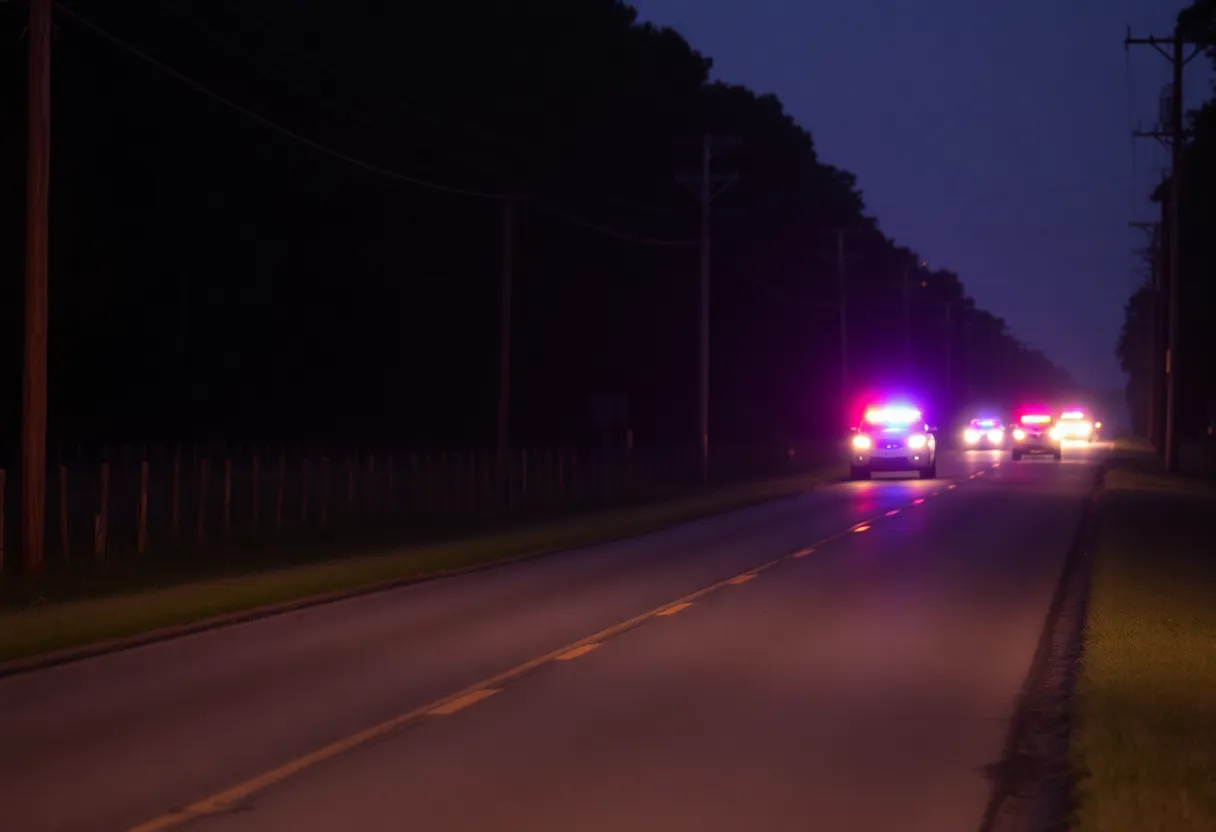 Police lights at an emergency scene in Aiken County