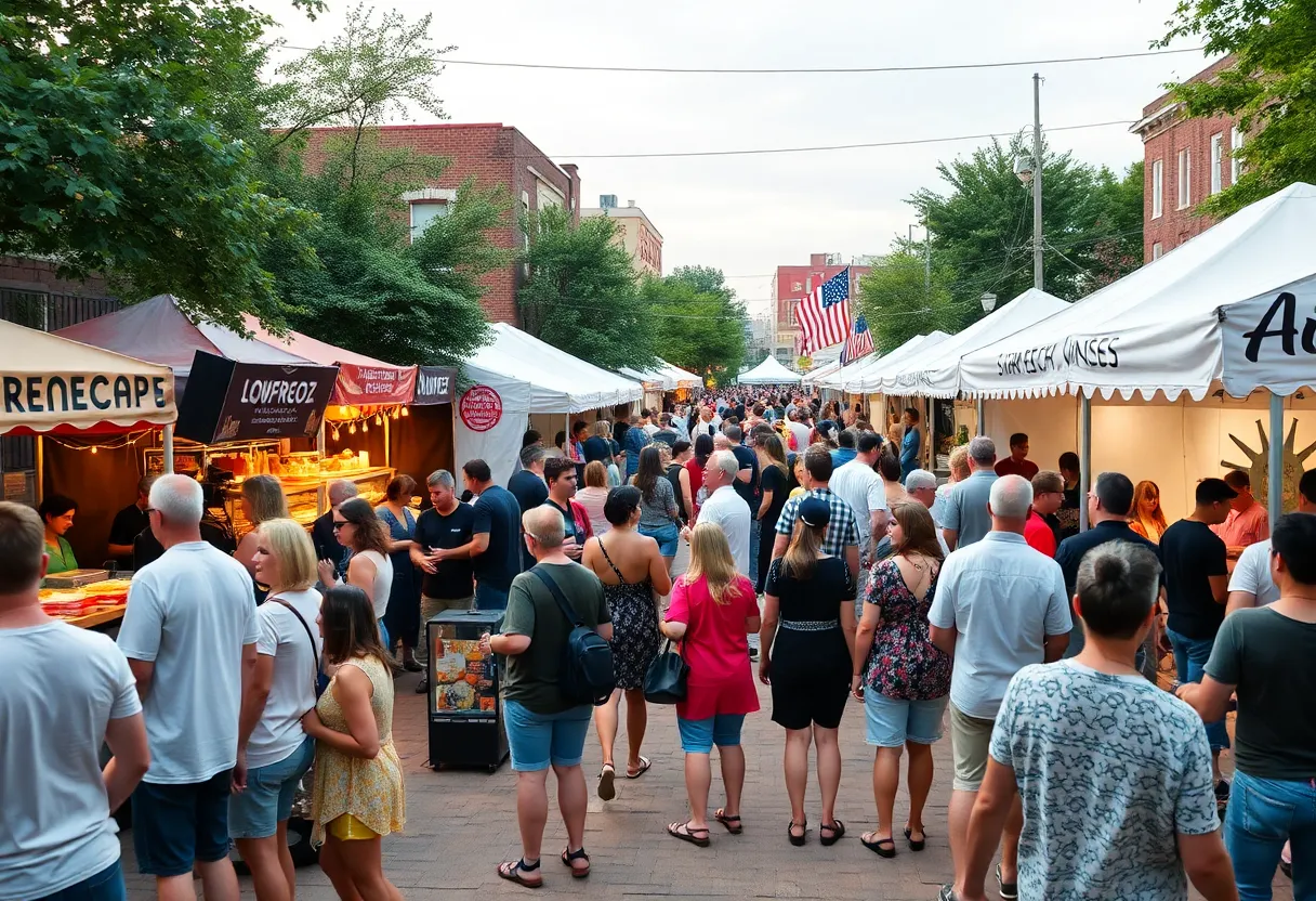 Aiken community event with people enjoying music and food.