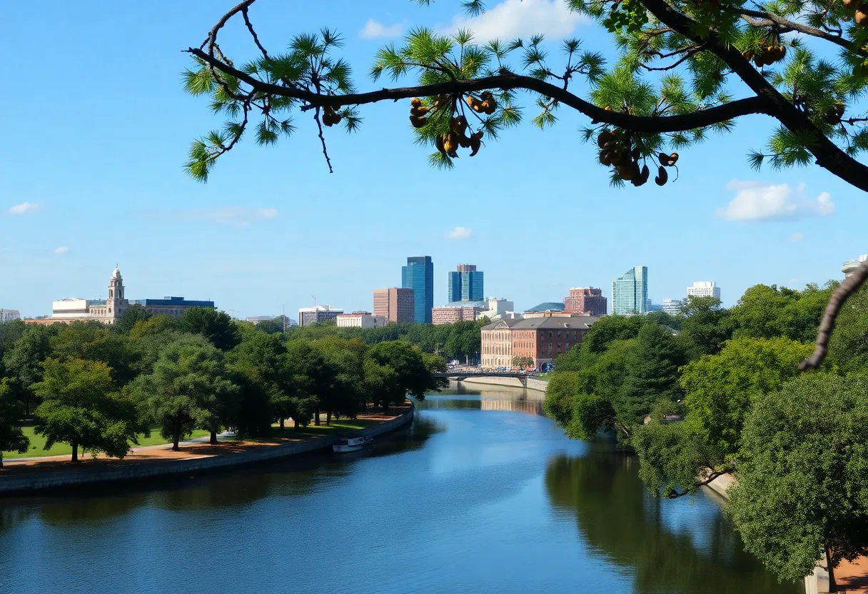 Scenic view of Augusta Canal with city architecture