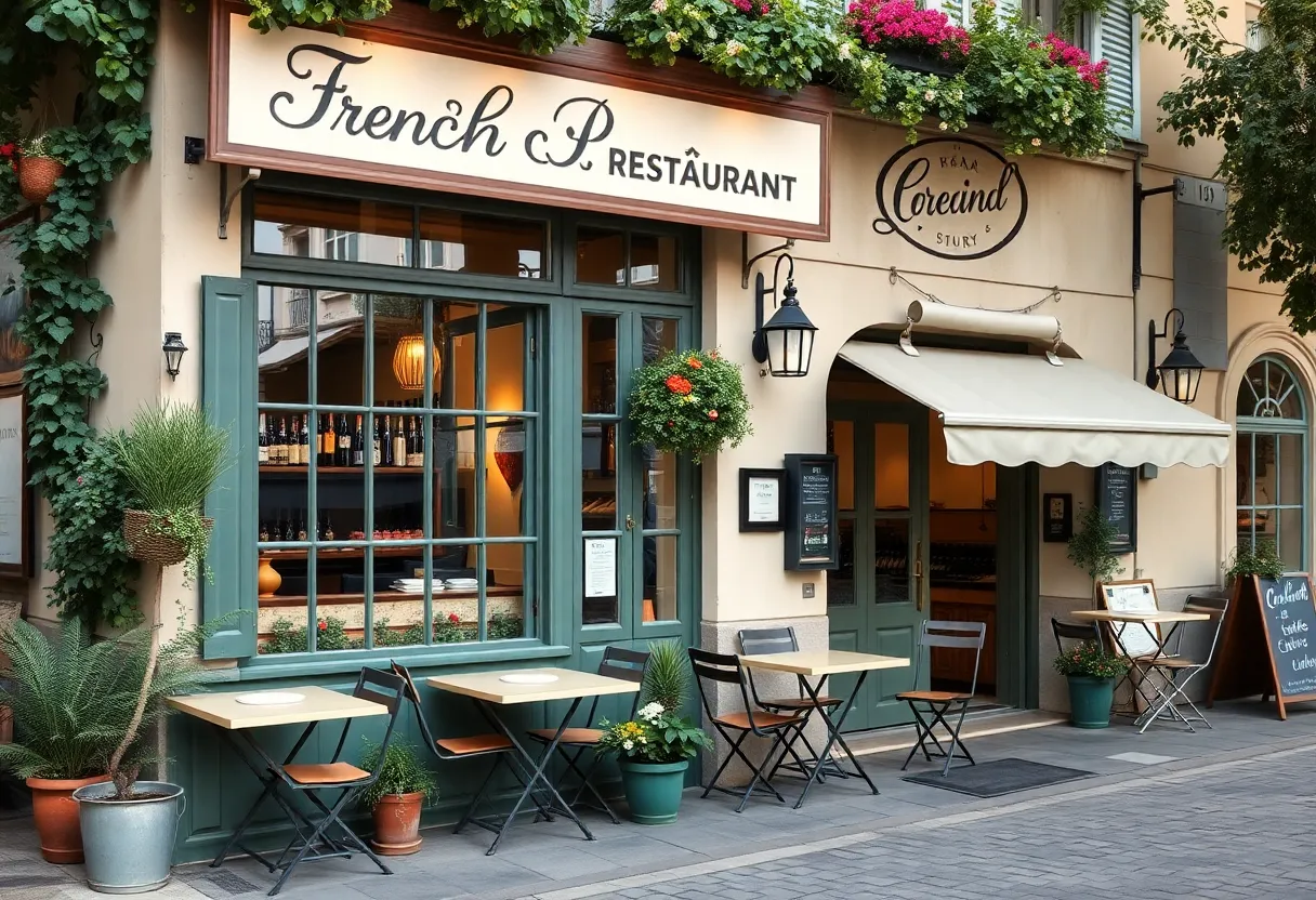 Bistro 55 restaurant with outdoor seating and a charming facade