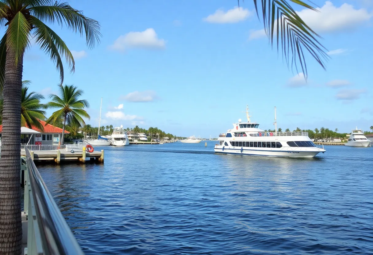 Clearwater Ferry navigating the calm waters at sunset