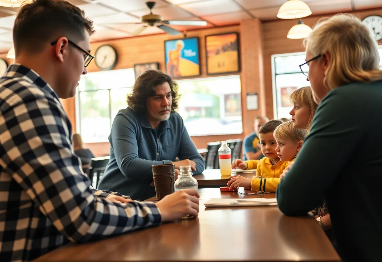 Community members discussing child safety in North Augusta.