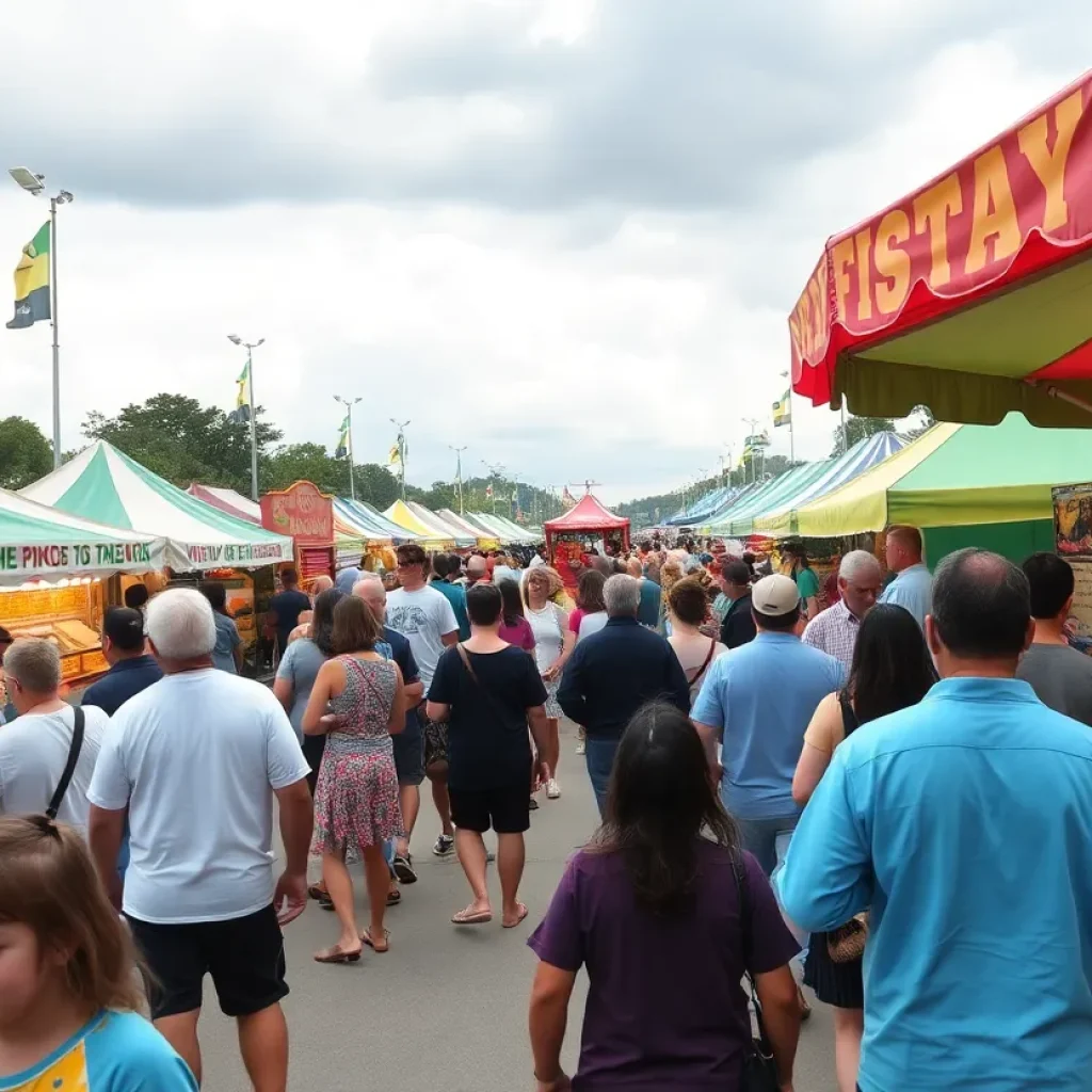 Community members enjoying various activities at a festival in Aiken, SC.