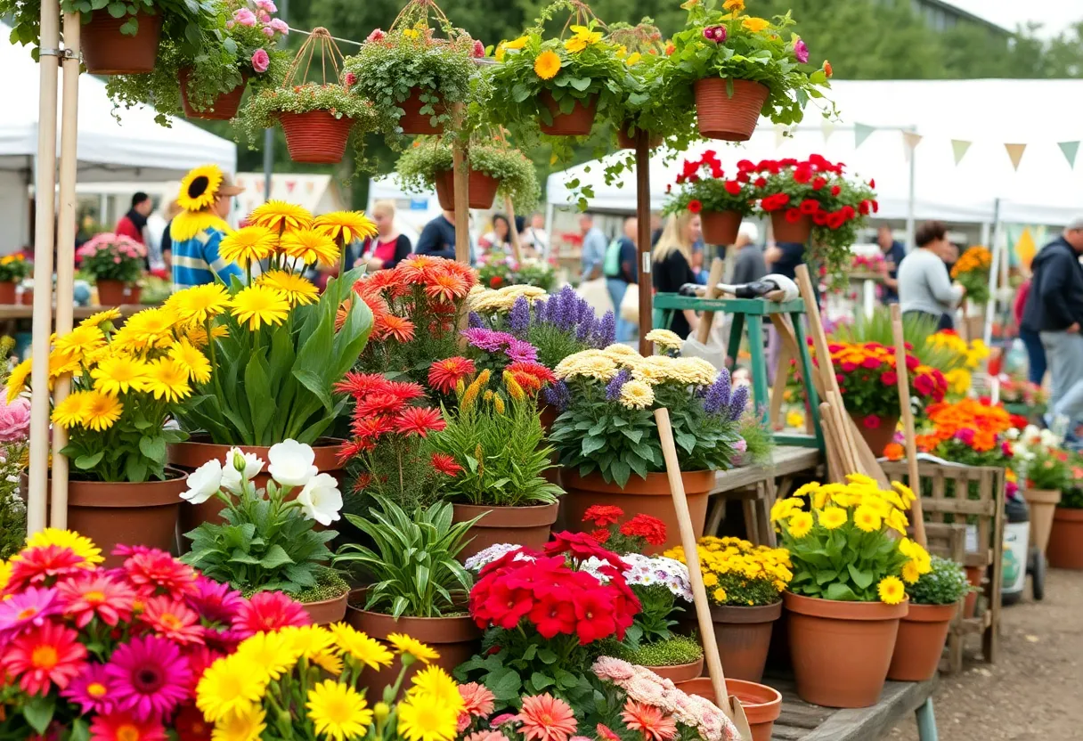 Colorful garden display at the Sacred Heart Garden Festival