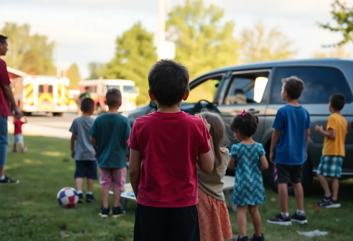 Scene from an after-school program showing a community in mourning
