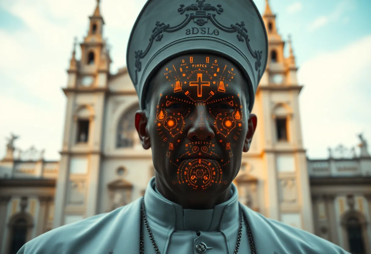 AI depiction of a Pope-like figure in traditional attire