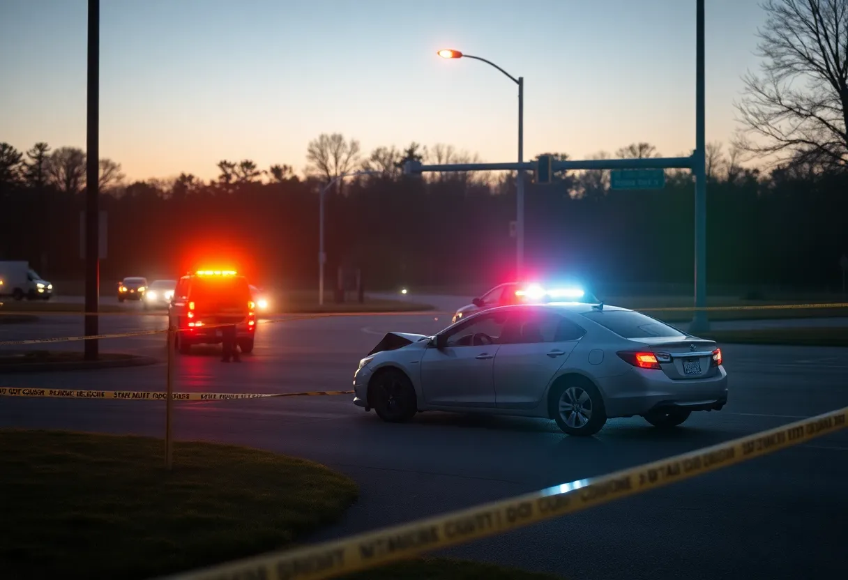 Scene of a car accident in Aiken County with emergency responders