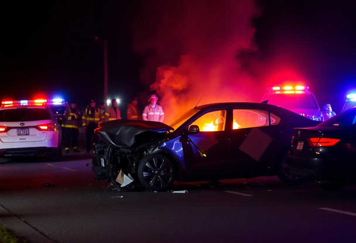 Emergency responders at the scene of a tragic car crash in Aiken County.