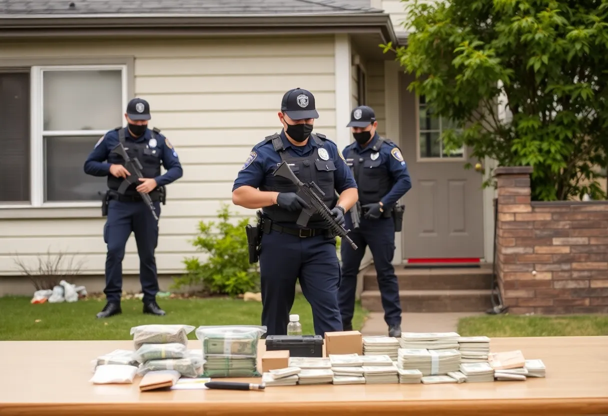 Police officers conducting a drug bust operation in Aiken County