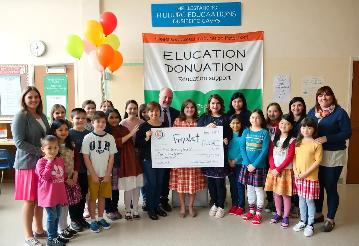 Students and teachers during a donation event at Aiken County Schools