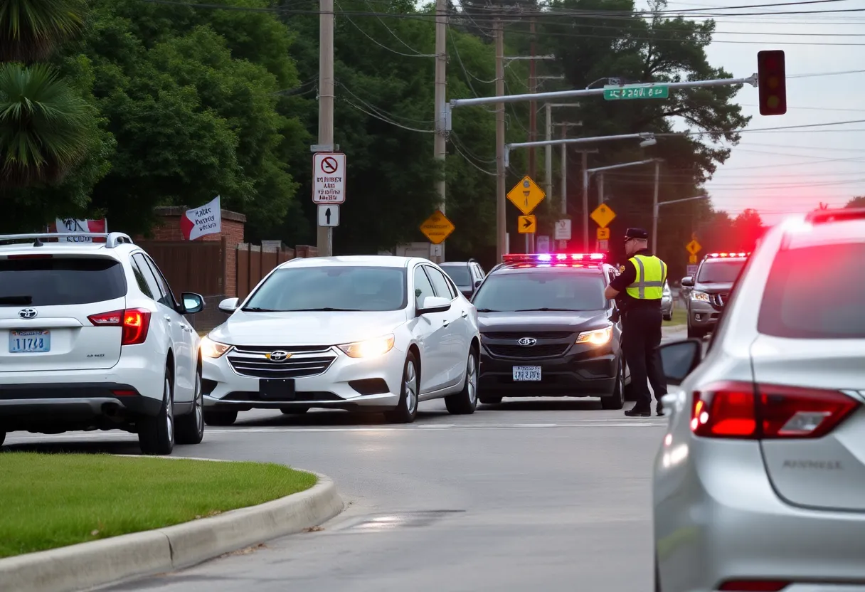 A busy intersection in Aiken, SC with police presence
