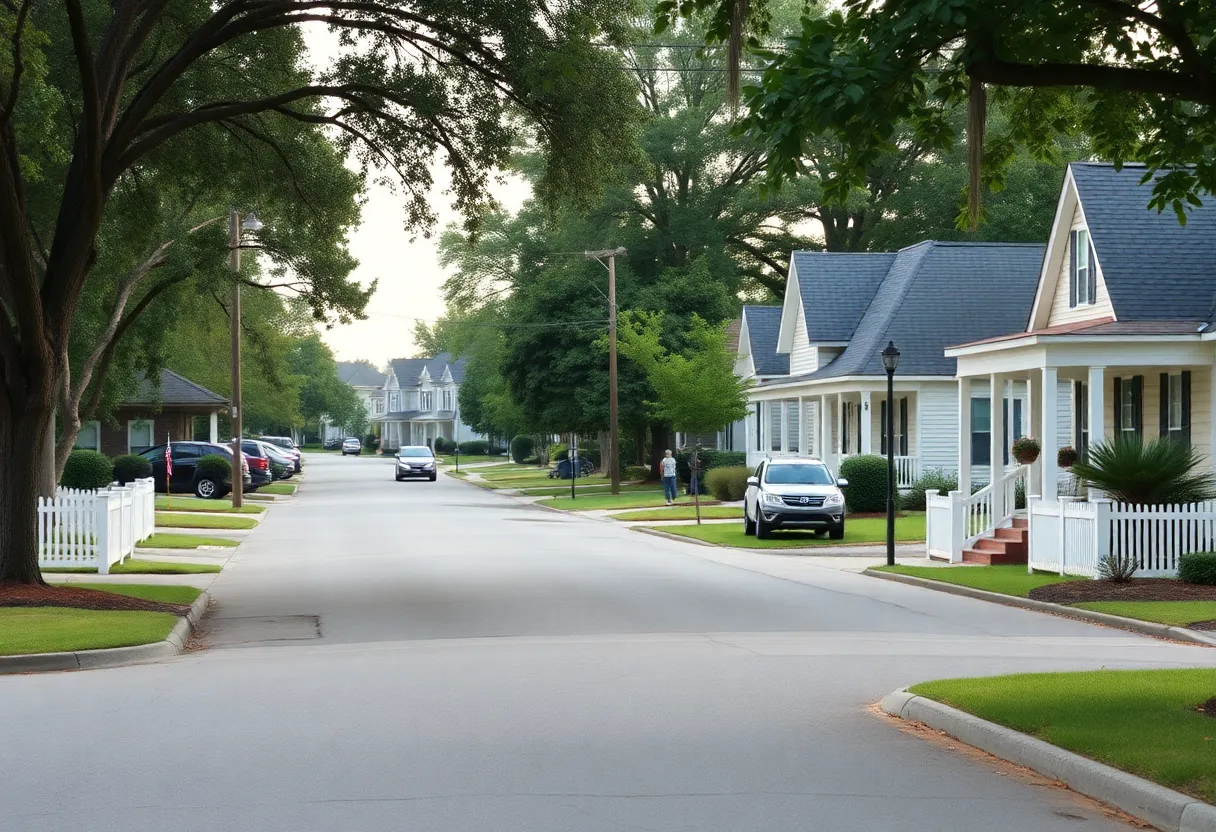 Quiet residential area in Aiken, South Carolina