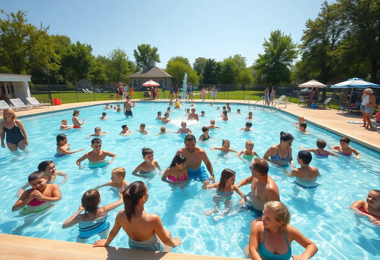 Families enjoying the new Aiken public pool on a sunny day