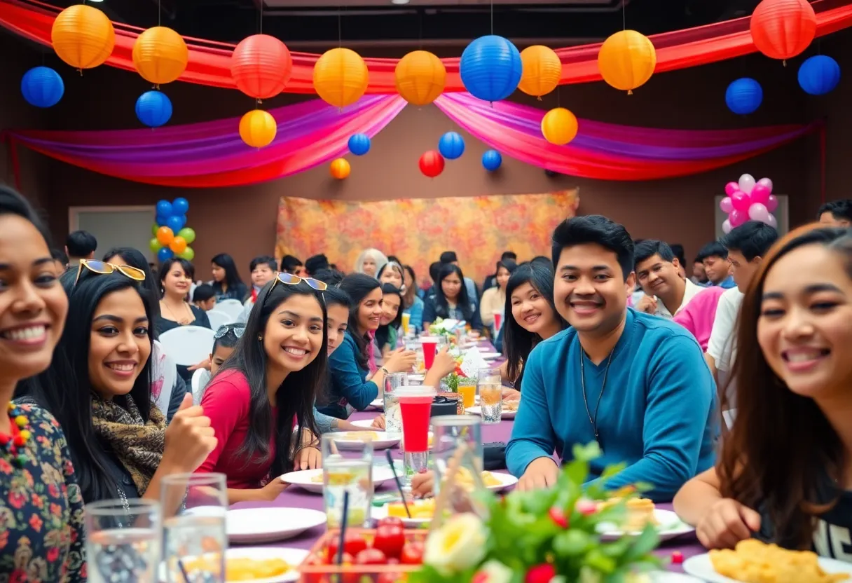 Students celebrating scholarship awards at a community luncheon in Aiken.