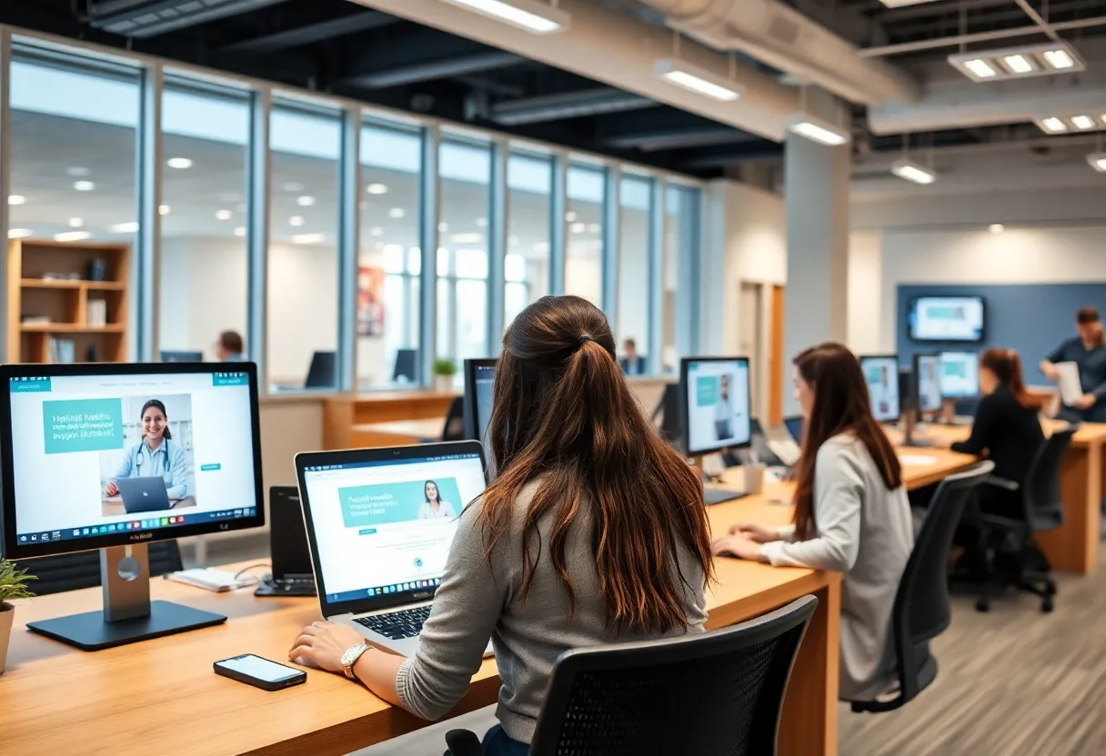 Students scheduling health appointments online at Augusta University