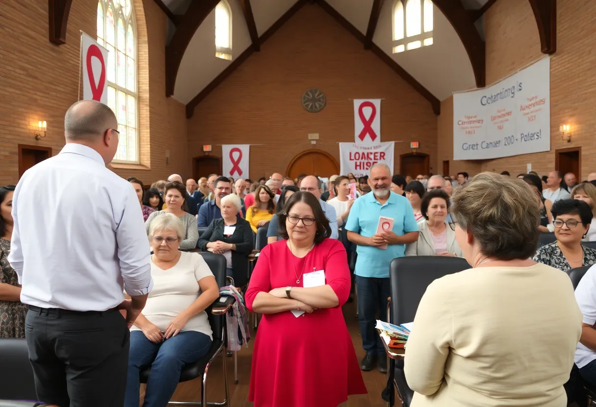 People donating blood at a community blood drive.