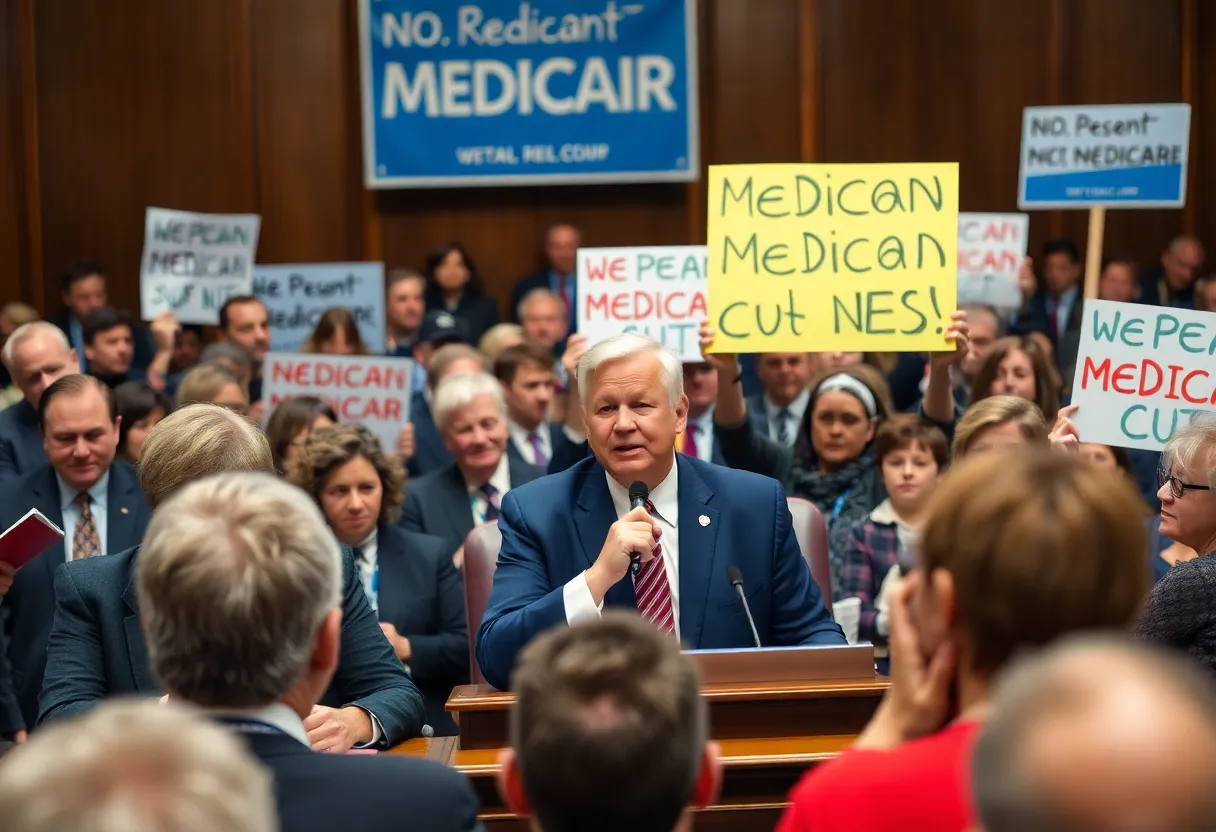 Lawmakers debating a $5 trillion legislative package during a heated congressional hearing.