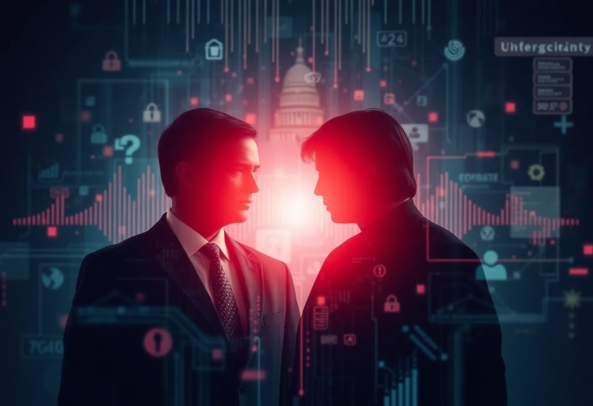 Abstract representation of a federal investigation and cybersecurity