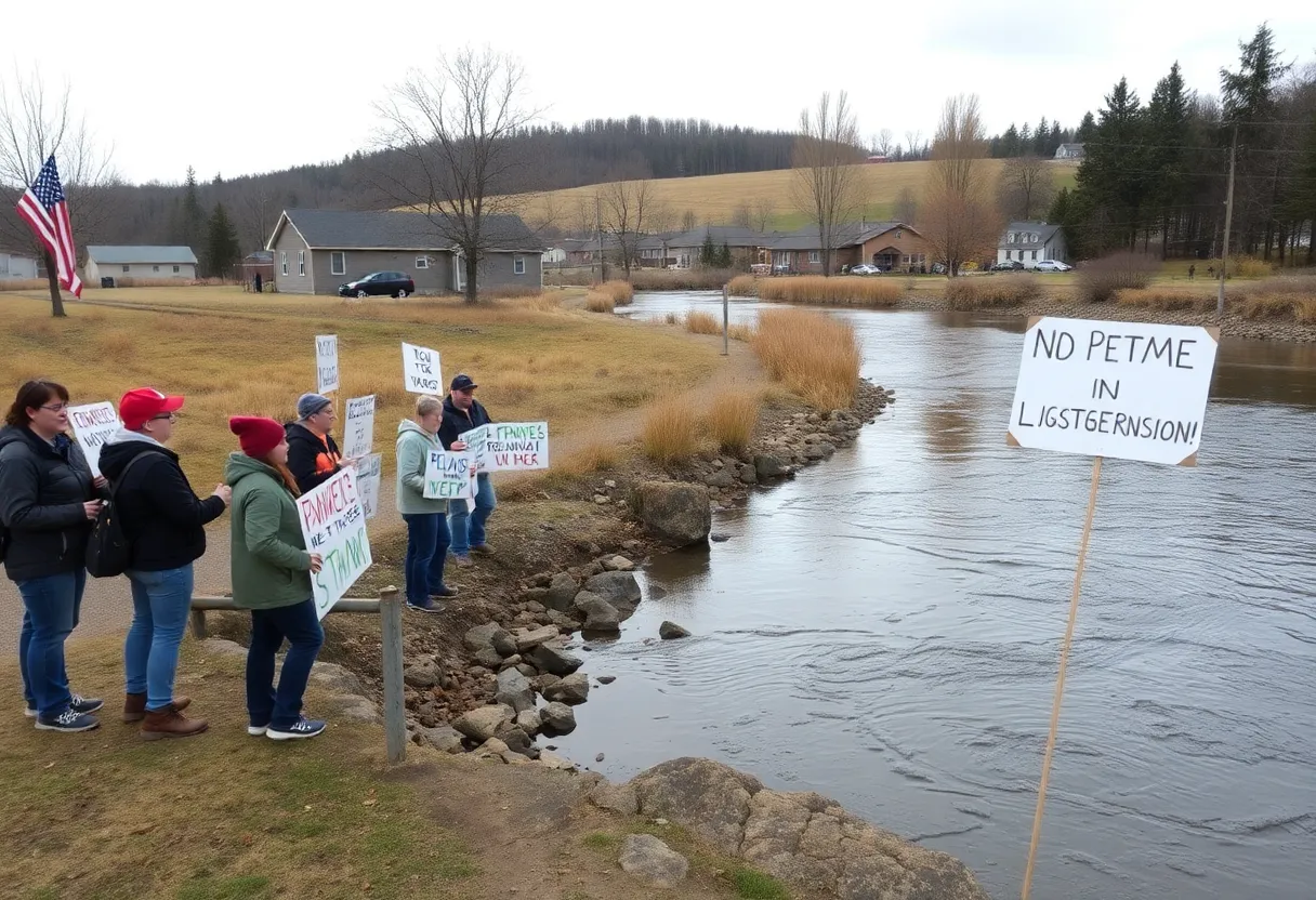 Residents protesting against proposed poultry rendering plant