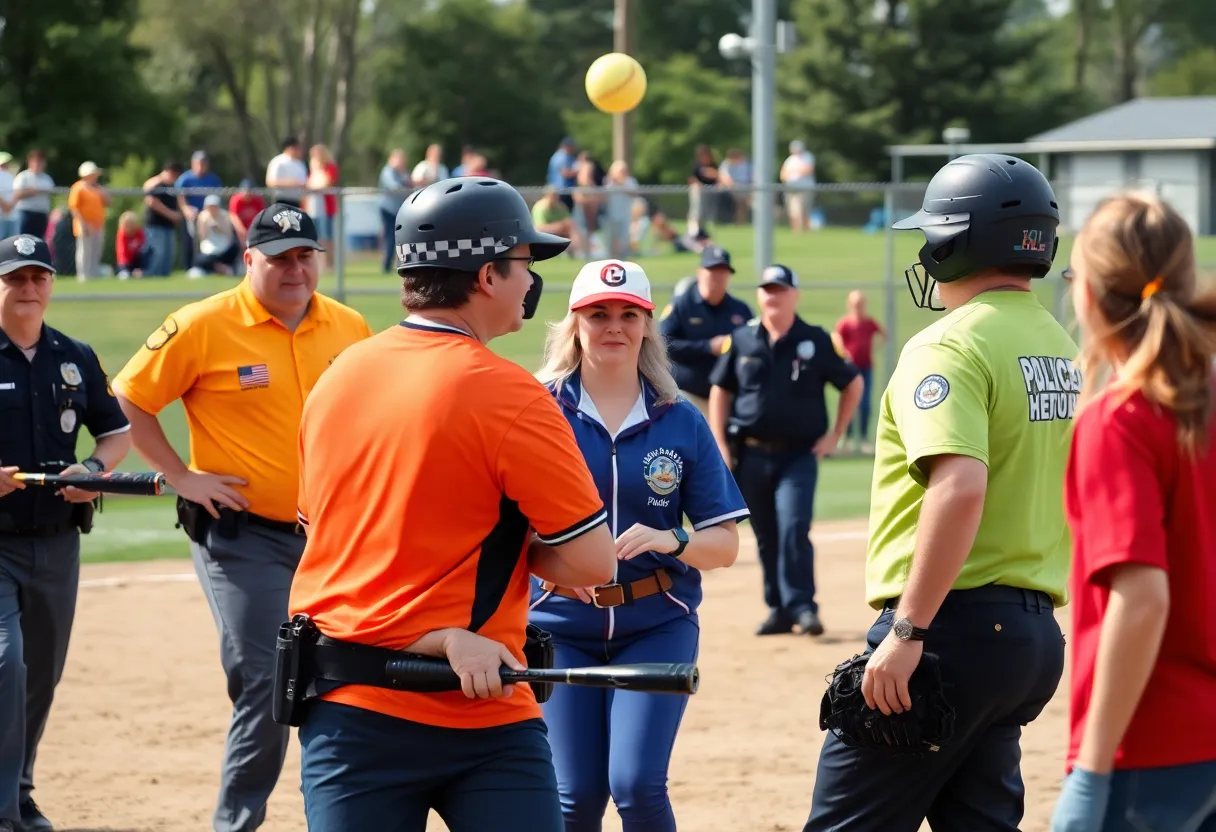 Softball teams playing in the Guns N Hoses tournament