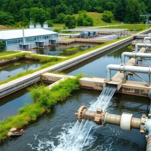 Modern water treatment plant in Aiken, South Carolina