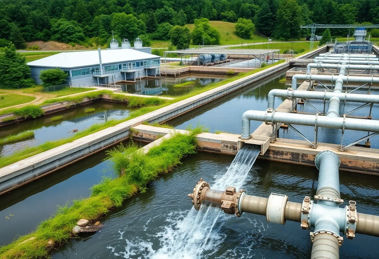 Modern water treatment plant in Aiken, South Carolina