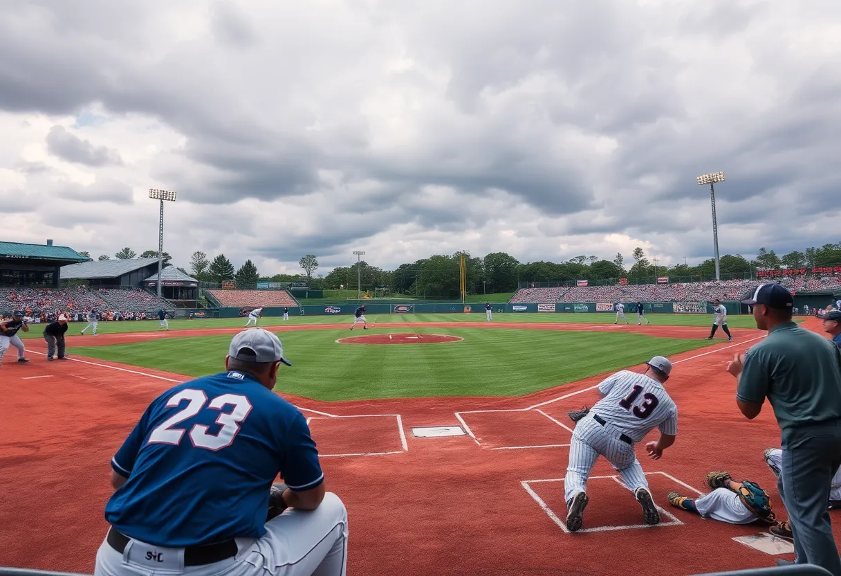 Lander University baseball players competing in the PBC Tournament