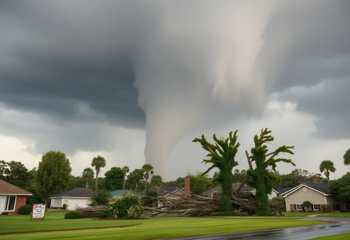 Damage from an EF1 tornado in Langley, South Carolina