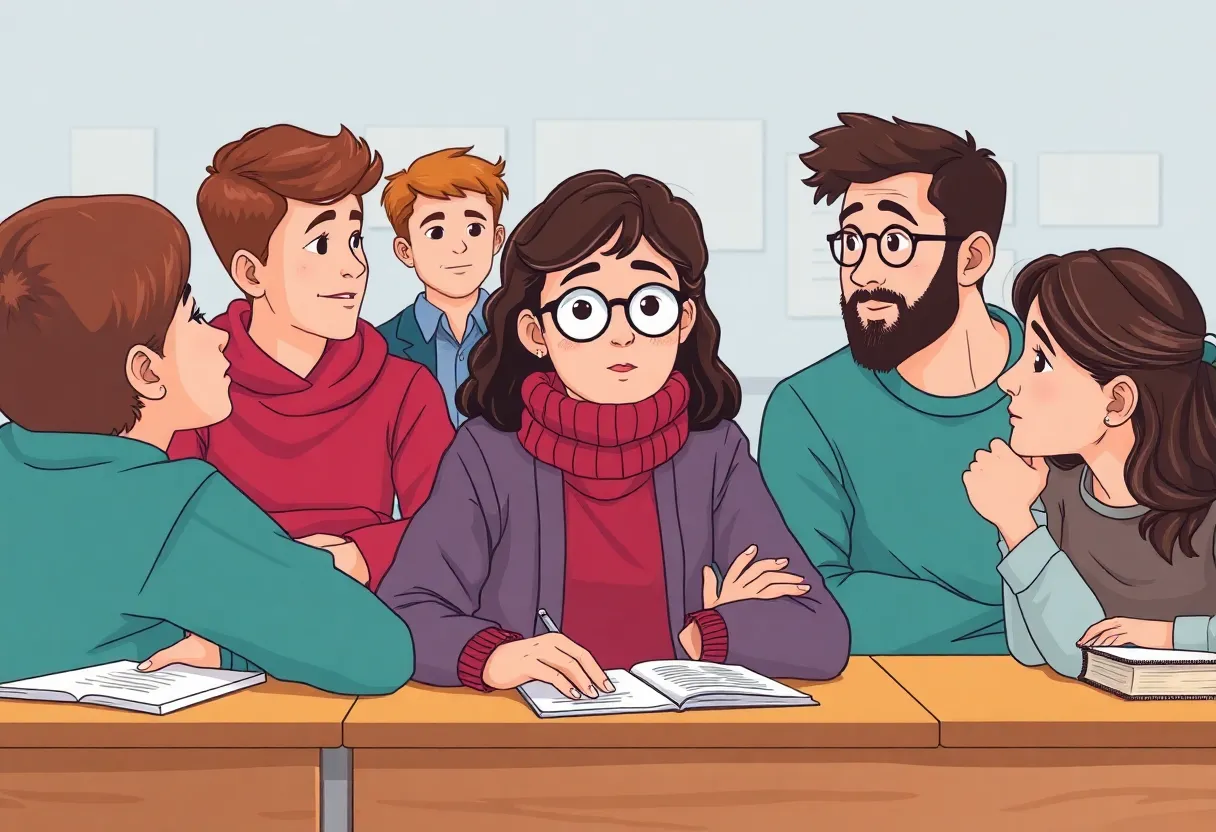 Students participating in a classroom discussion about social studies topics