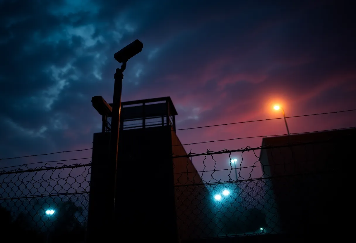 A scene illustrating the challenges of jail security during an escape incident.