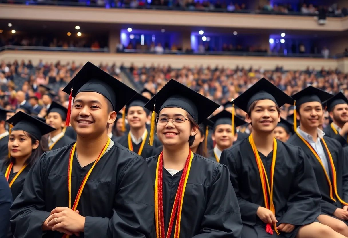Graduates celebrating at Paine College Commencement Ceremony