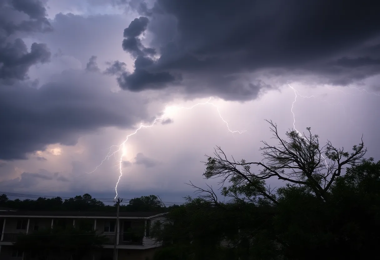 Dramatic storm clouds above a neighborhood in Augusta