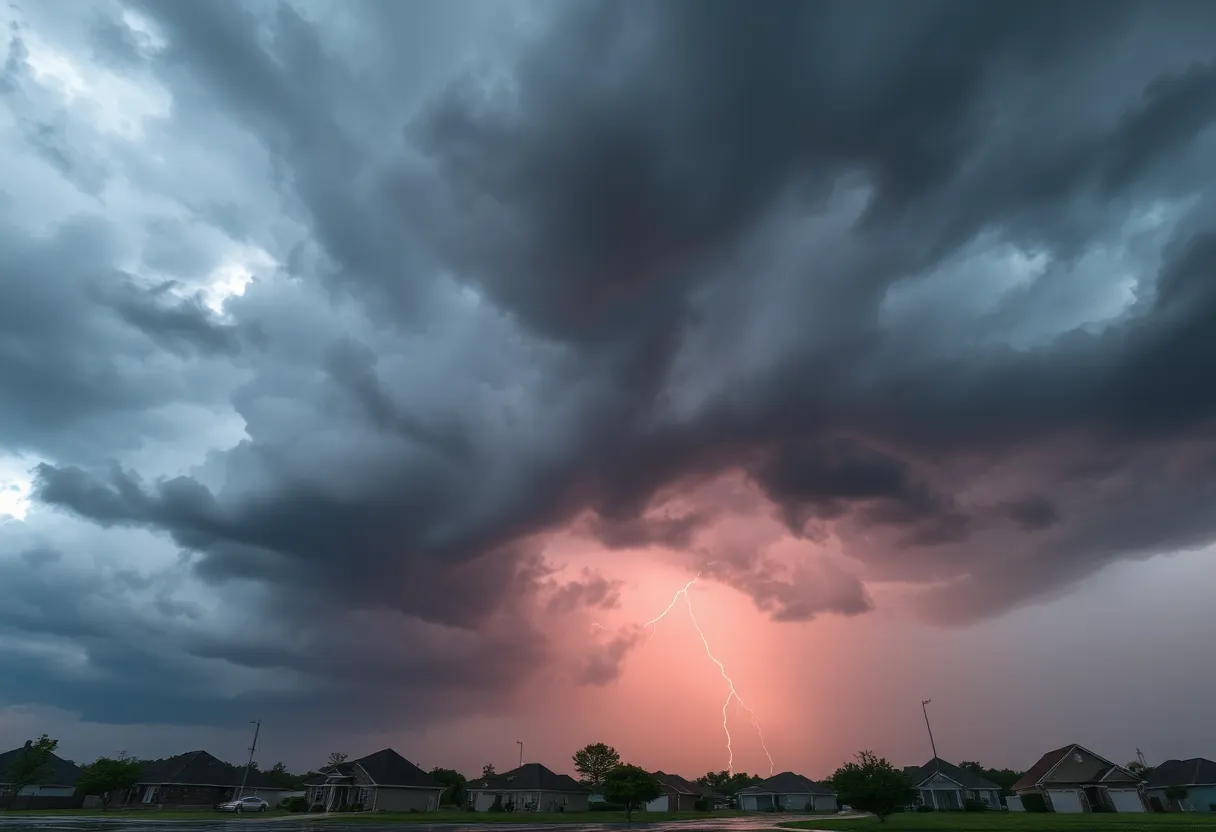 Flooded neighborhood after severe thunderstorms in Southeast U.S.