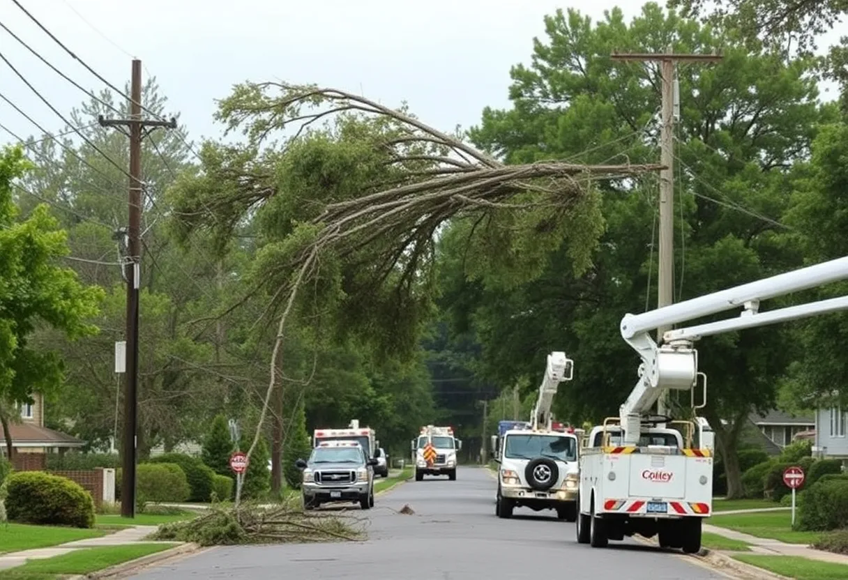 Utility workers restoring power in Aiken, SC after storm damage
