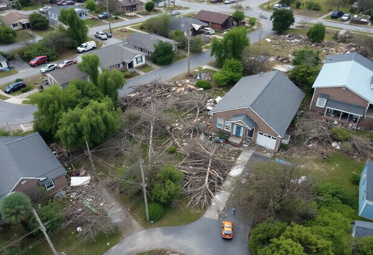 Damage caused by an EF1 tornado in Langley, South Carolina