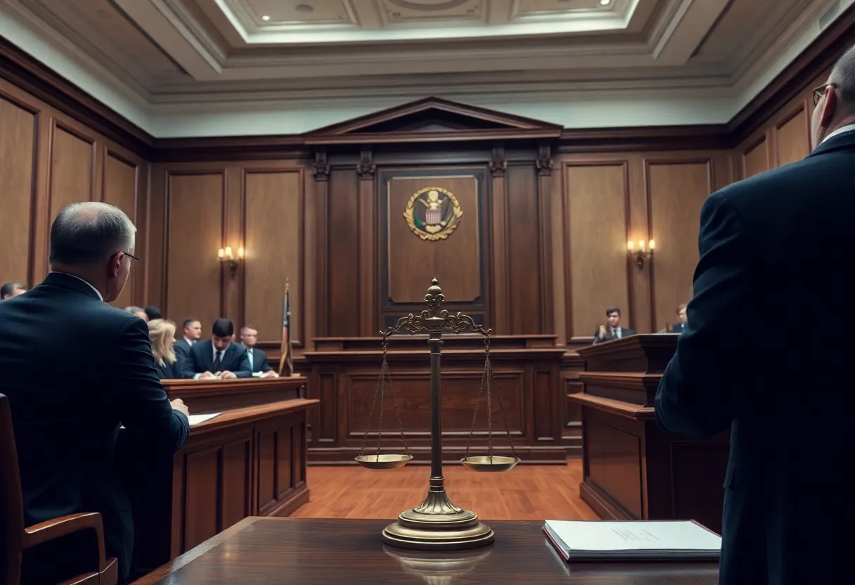 Courtroom during Tyre Nichols trial with judge and jury present