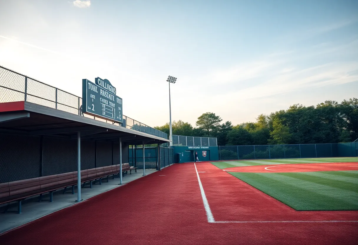 A view of USC Aiken baseball field with a clear sky