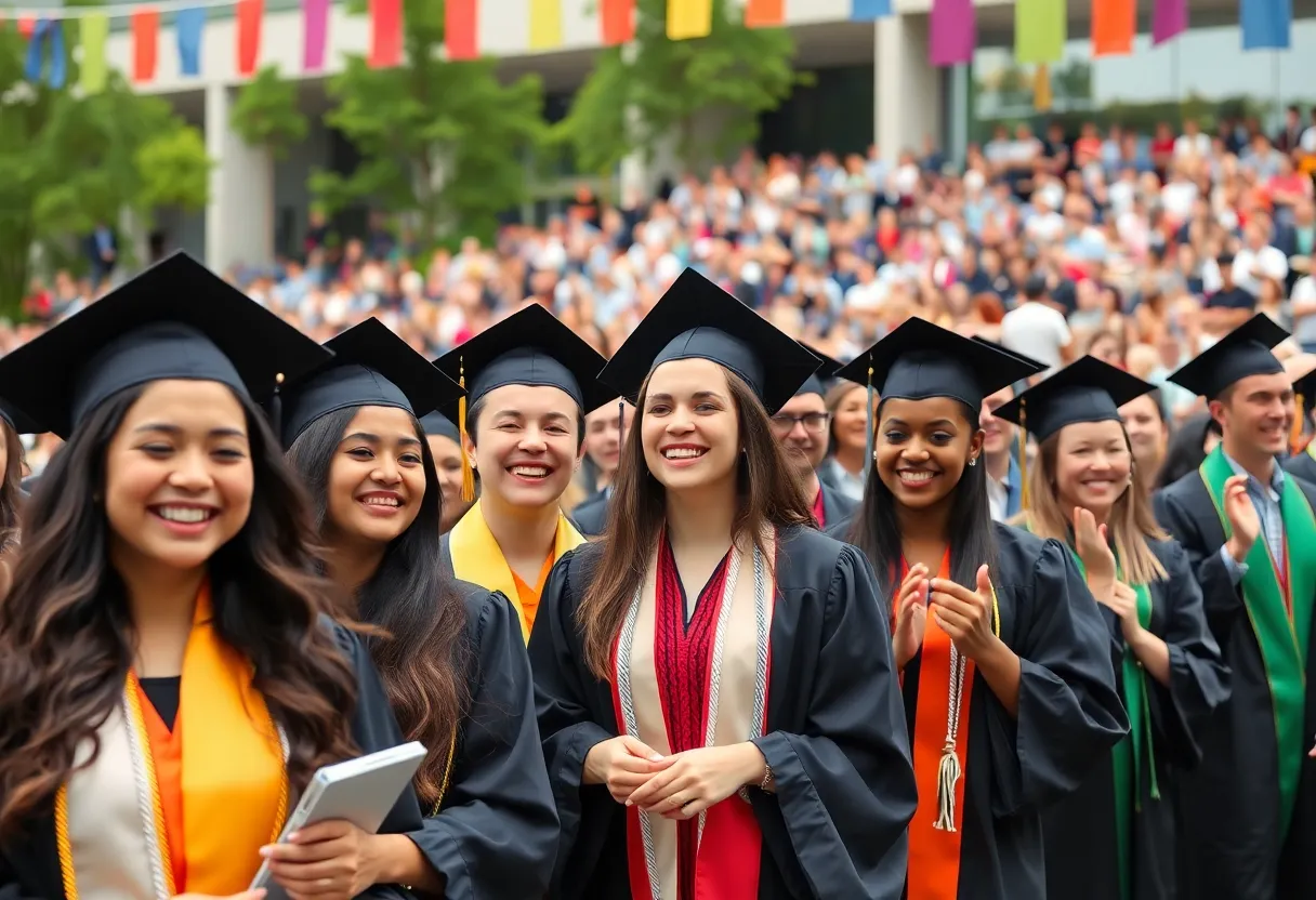 Graduates celebrating during USC Aiken Commencement Ceremony