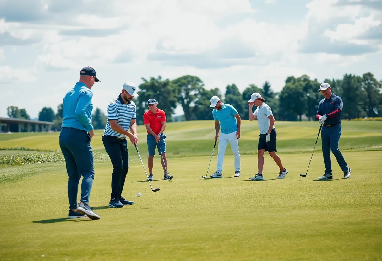 USC Aiken golf team training on the course