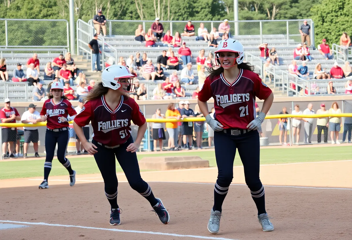 Players in action during a USC Aiken softball game