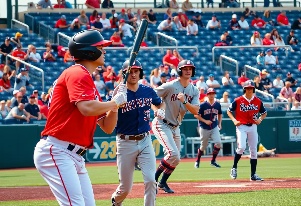 Dynamic action shot of USC Aiken baseball players during a game