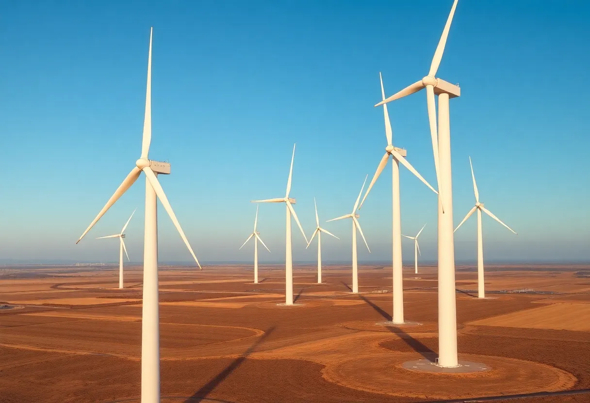 Wind turbines generating renewable energy