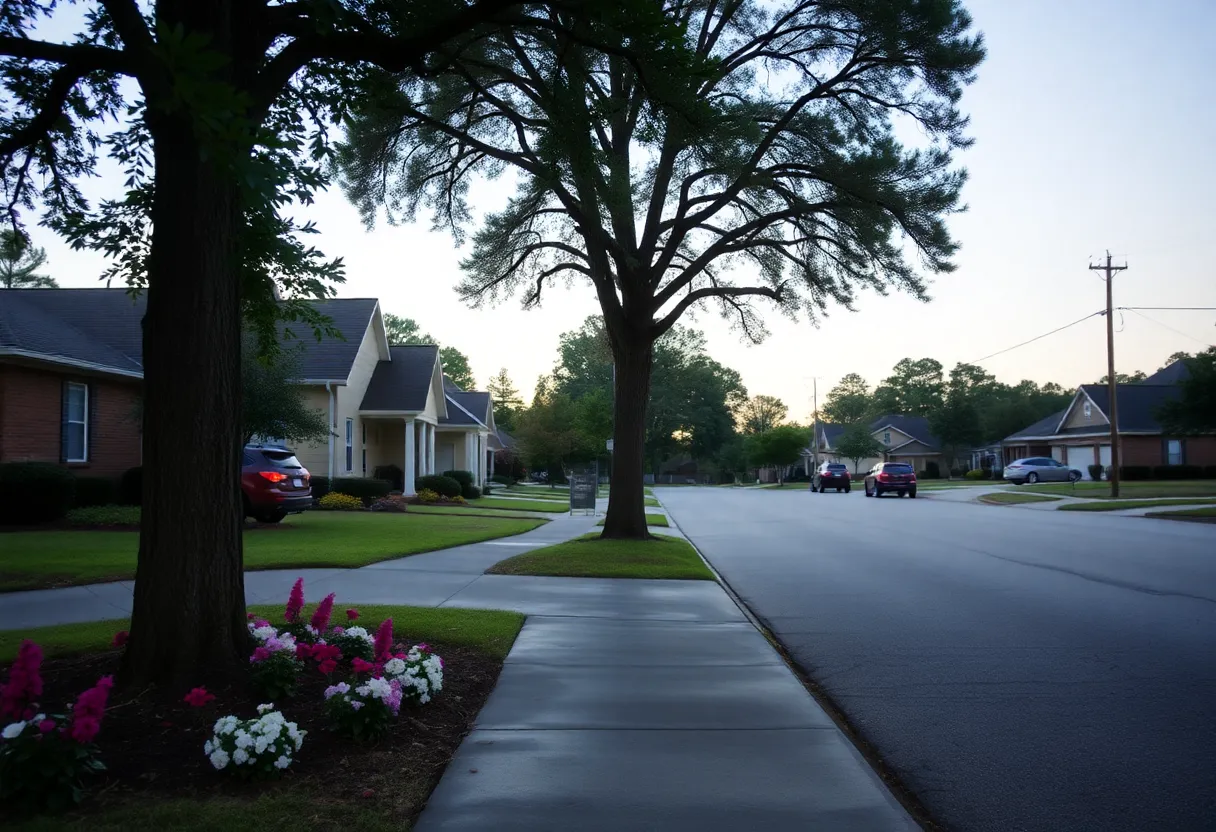 A quiet neighborhood in Aiken County showing signs of mourning.