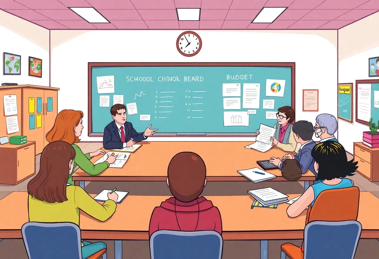 Aiken County School Board members discussing budget proposals