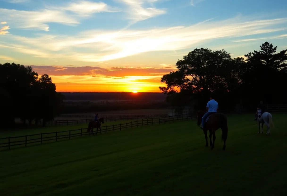 Sunset over the equestrian trails in Aiken, South Carolina