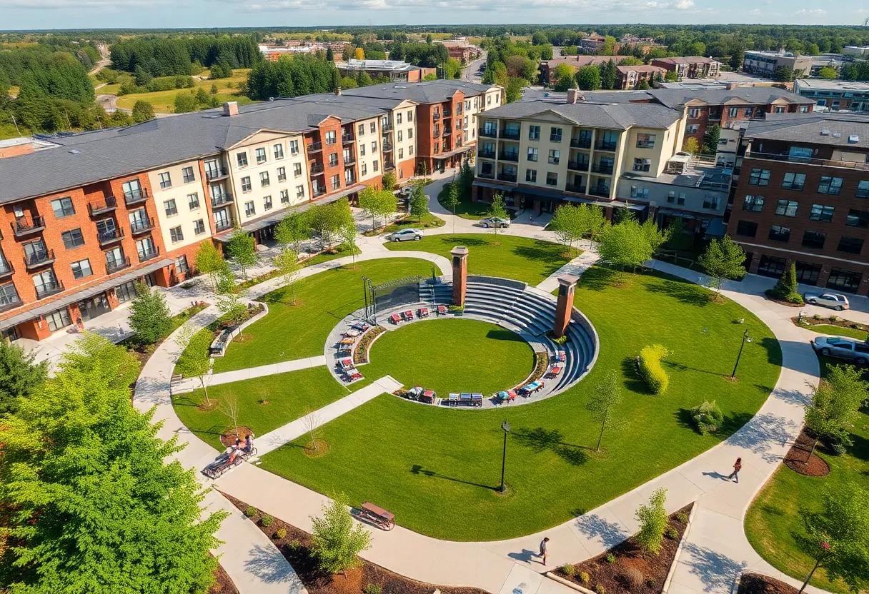 Rendering of Aiken Towne Park featuring apartments and amenities