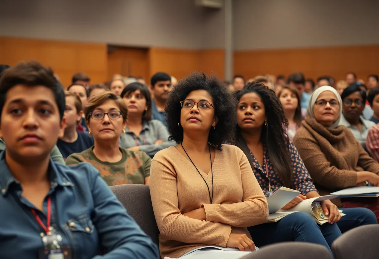 Community members participating in a training conference on child protection and safety.